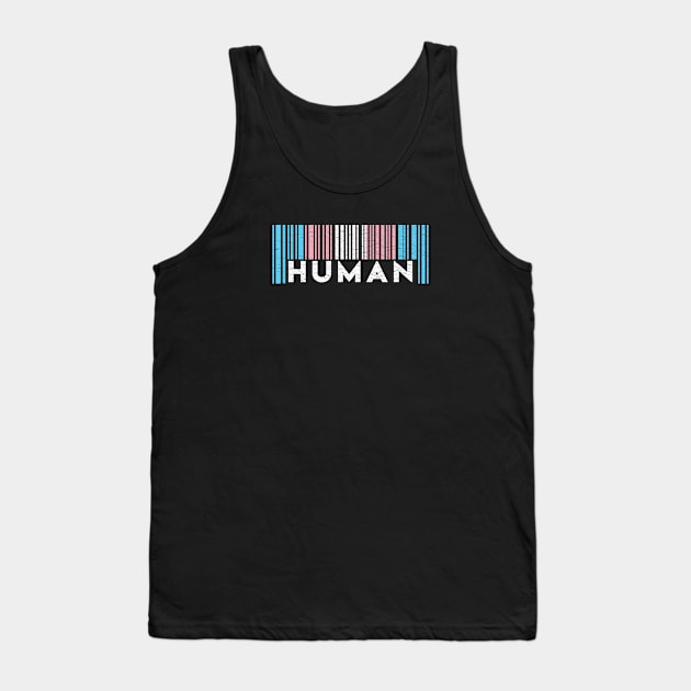 Transgender Pride Flag Barcode - HUMAN Tank Top by jpmariano